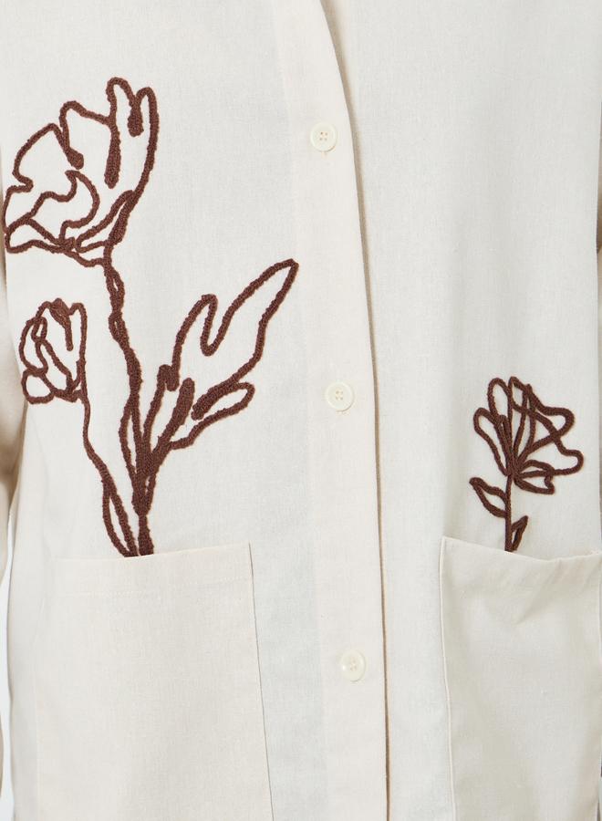 ستايلي جاكيت قميص مطرز بجيوب - Image 3